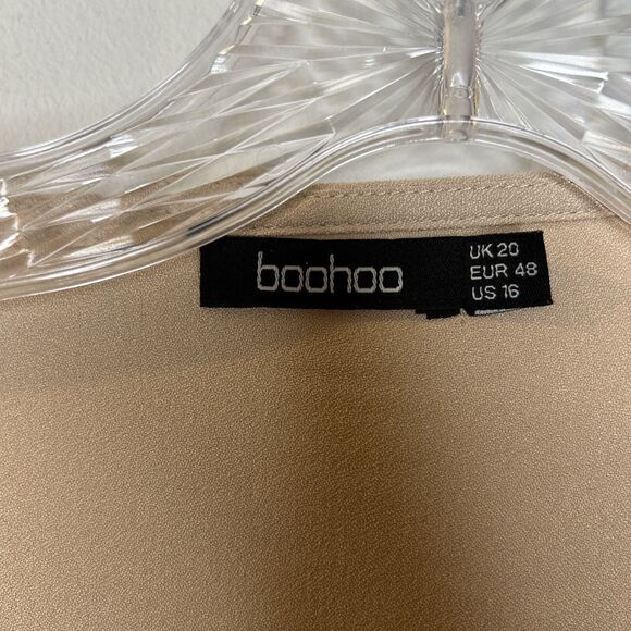 Womens Boohoo Dress Size 16 pullover embellished light brown FLAWS stained - Picture 2 of 16